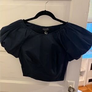 J. Crew Women's Dark Blue Puff Sleeve Blouse